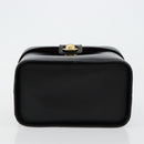 CELINE Vanity Cosmetic Pouch Leather Black Gold Auth 179213-5