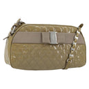 Salvatore Ferragamo Vala Chain Bag Patent leather Silver Beige Auth 179215A-1
