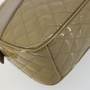 Salvatore Ferragamo Vala Chain Bag Patent leather Silver Beige Auth 179215A-11
