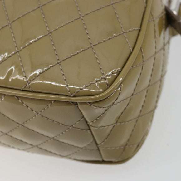 Salvatore Ferragamo Vala Chain Bag Patent leather Silver Beige Auth 179215A