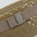 Salvatore Ferragamo Vala Chain Bag Patent leather Silver Beige Auth 179215A-14
