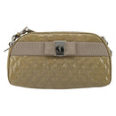 Salvatore Ferragamo Vala Chain Bag Patent leather Silver Beige Auth 179215A-2