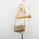 Salvatore Ferragamo Vala Chain Bag Patent leather Silver Beige Auth 179215A-23