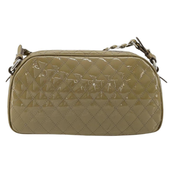 Salvatore Ferragamo Vala Chain Bag Patent leather Silver Beige Auth 179215A