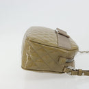 Salvatore Ferragamo Vala Chain Bag Patent leather Silver Beige Auth 179215A-4