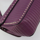 VALENTINO Rock Studs Shoulder Bag Leather 2way Purple Gold Auth 179216A-17