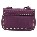 VALENTINO Rock Studs Shoulder Bag Leather 2way Purple Gold Auth 179216A-2