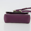 VALENTINO Rock Studs Shoulder Bag Leather 2way Purple Gold Auth 179216A-5