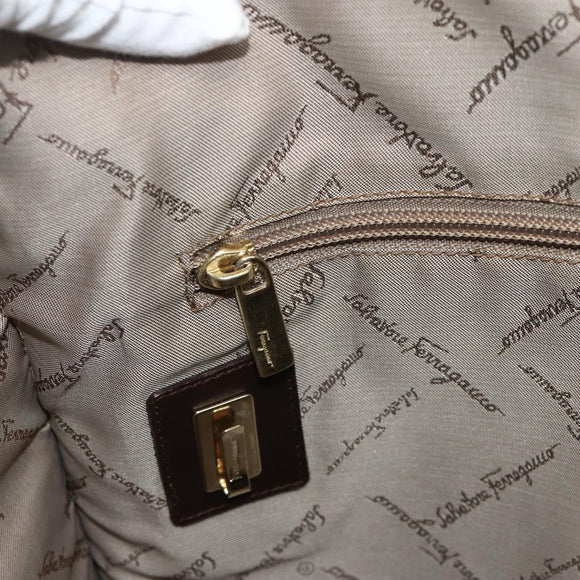 Salvatore Ferragamo Tote Bag Nylon Brown Gold Auth 179217A