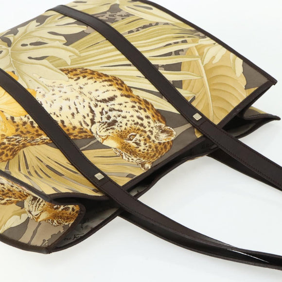 Salvatore Ferragamo Tote Bag Nylon Brown Gold Auth 179217A