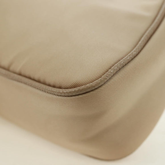 PRADA Shoulder Bag Nylon 2way Beige Silver Auth 179223M