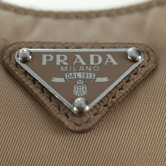 PRADA Shoulder Bag Nylon 2way Beige Silver Auth 179223M