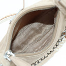 PRADA Shoulder Bag Nylon 2way Beige Silver Auth 179223M-21