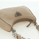 PRADA Shoulder Bag Nylon 2way Beige Silver Auth 179223M-6