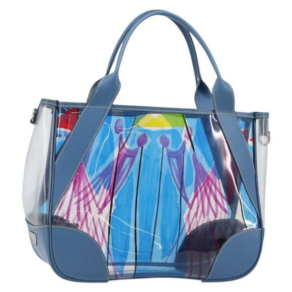 PRADA Hand Bag Vinyl Clear Blue Auth 179224A