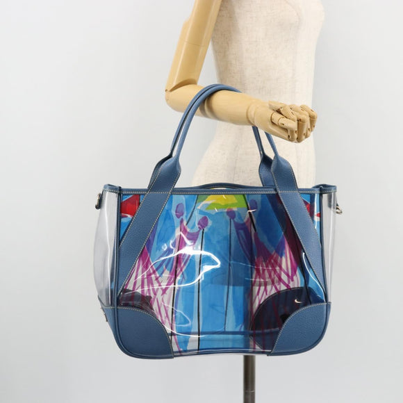 PRADA Hand Bag Vinyl Clear Blue Auth 179224A