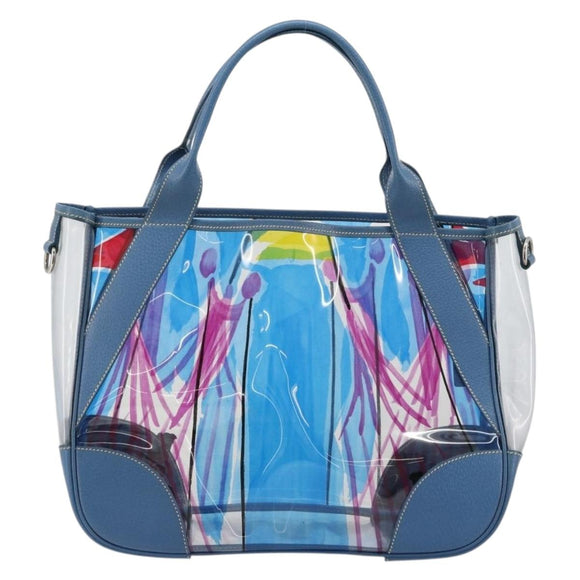 PRADA Hand Bag Vinyl Clear Blue Auth 179224A