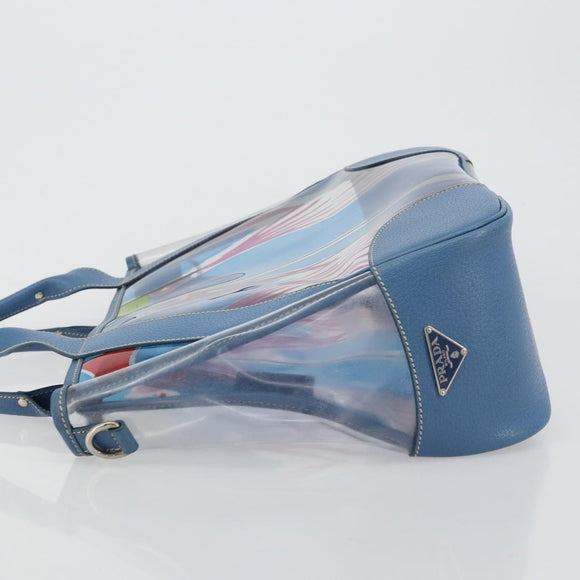 PRADA Hand Bag Vinyl Clear Blue Auth 179224A