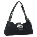 FENDI Mamma Baguette Shoulder Bag Nylon Black Silver Auth 179226-1