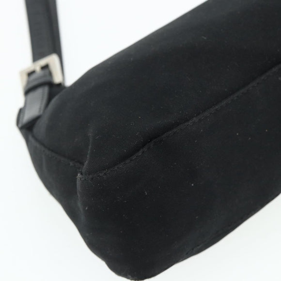 FENDI Mamma Baguette Shoulder Bag Nylon Black Silver Auth 179226