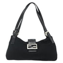 FENDI Mamma Baguette Shoulder Bag Nylon Black Silver Auth 179226-2