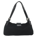 FENDI Mamma Baguette Shoulder Bag Nylon Black Silver Auth 179226-3
