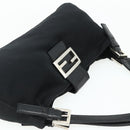 FENDI Mamma Baguette Shoulder Bag Nylon Black Silver Auth 179226-6