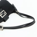 FENDI Mamma Baguette Shoulder Bag Nylon Black Silver Auth 179226-7