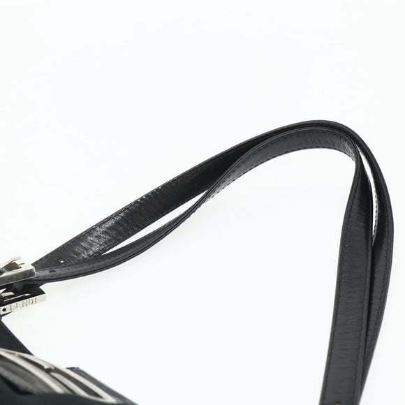 FENDI Mamma Baguette Shoulder Bag Nylon Black Silver Auth 179226