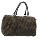FENDI Zucca Canvas Celeria Boston Bag Black Brown Auth 179230A-1