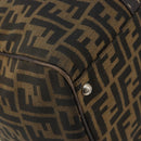 FENDI Zucca Canvas Celeria Boston Bag Black Brown Auth 179230A-15