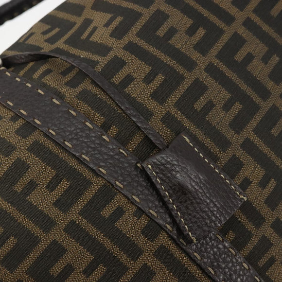 FENDI Zucca Canvas Celeria Boston Bag Black Brown Auth 179230A
