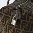 FENDI Zucca Canvas Celeria Boston Bag Black Brown Auth 179230A-18