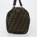 FENDI Zucca Canvas Celeria Boston Bag Black Brown Auth 179230A-3