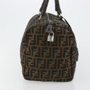 FENDI Zucca Canvas Celeria Boston Bag Black Brown Auth 179230A-4