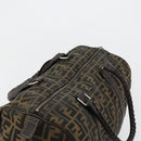 FENDI Zucca Canvas Celeria Boston Bag Black Brown Auth 179230A-6