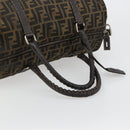 FENDI Zucca Canvas Celeria Boston Bag Black Brown Auth 179230A-7