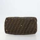 FENDI Zucca Canvas Celeria Boston Bag Black Brown Auth 179230A-5