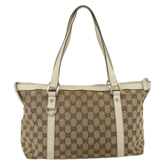 GUCCI GG Canvas Abbey Tote Bag Beige Gold 141470 Auth 179231