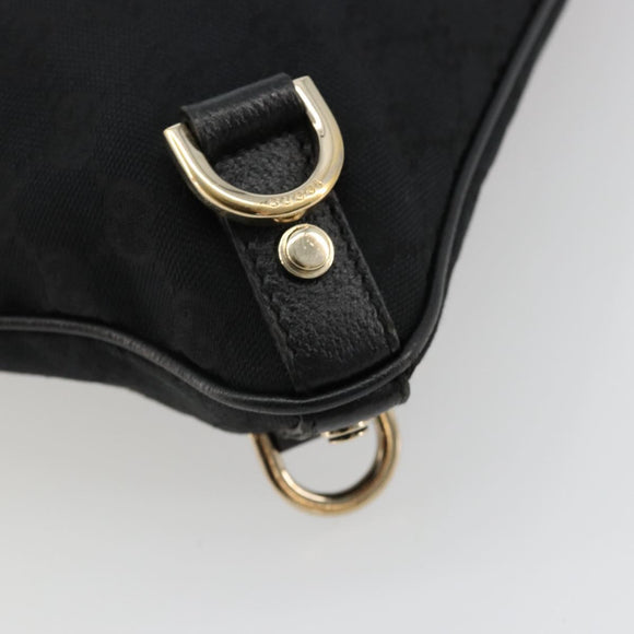 GUCCI Abbey GG Canvas Shoulder Bag Black Gold 131326 Auth 179234A
