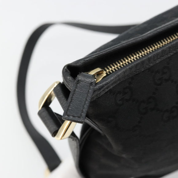GUCCI Abbey GG Canvas Shoulder Bag Black Gold 131326 Auth 179234A