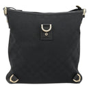 GUCCI Abbey GG Canvas Shoulder Bag Black Gold 131326 Auth 179234A-13
