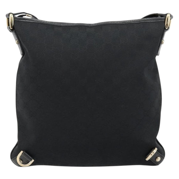 GUCCI Abbey GG Canvas Shoulder Bag Black Gold 131326 Auth 179234A