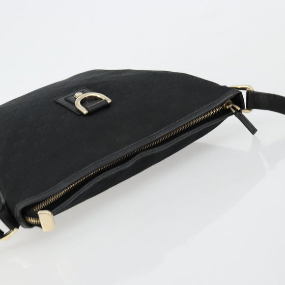 GUCCI Abbey GG Canvas Shoulder Bag Black Gold 131326 Auth 179234A