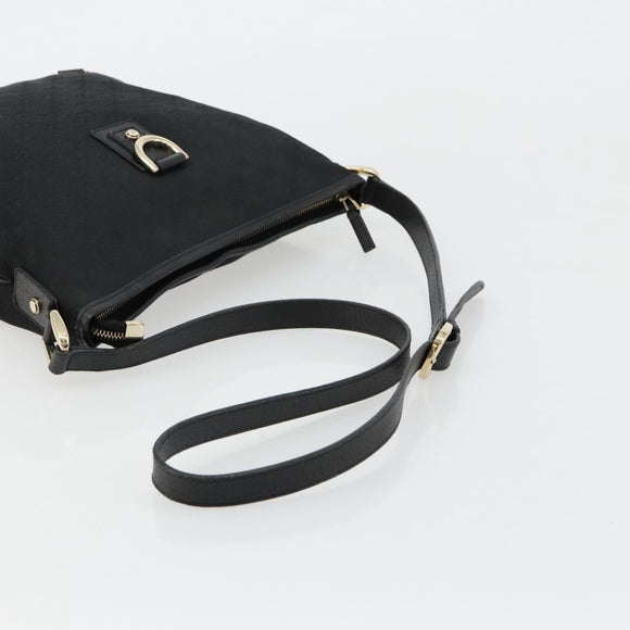 GUCCI Abbey GG Canvas Shoulder Bag Black Gold 131326 Auth 179234A