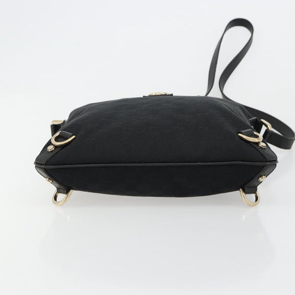 GUCCI Abbey GG Canvas Shoulder Bag Black Gold 131326 Auth 179234A