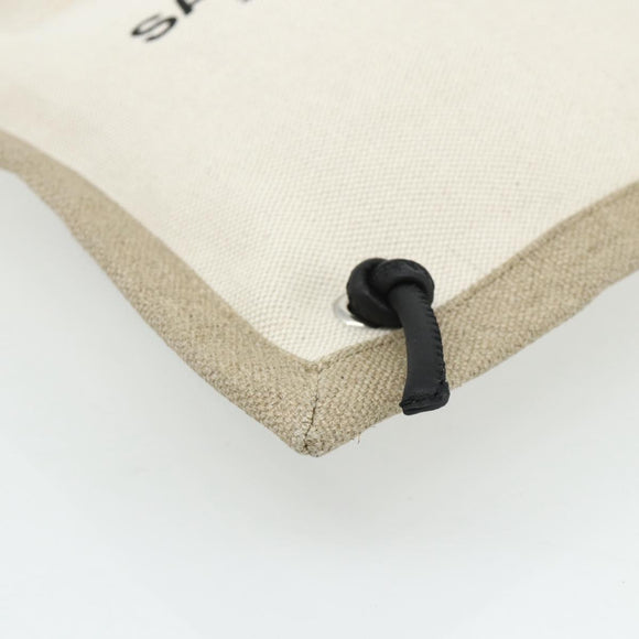 SAINT LAURENT Rucksack Umhängetasche Canvas Silber Beige Auth 179237A