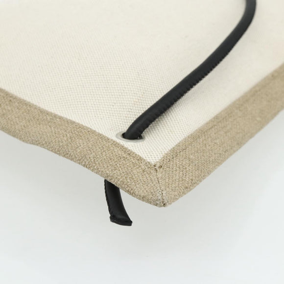 SAINT LAURENT Rucksack Umhängetasche Canvas Silber Beige Auth 179237A