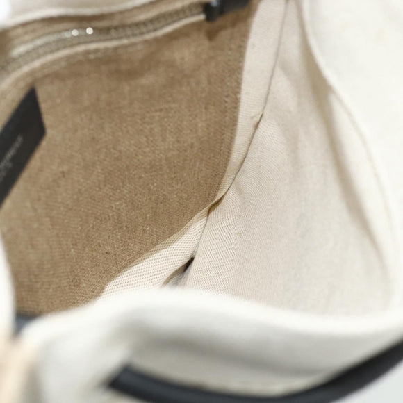 SAINT LAURENT Rucksack Umhängetasche Canvas Silber Beige Auth 179237A