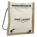 SAINT LAURENT Rucksack Umhängetasche Canvas Silber Beige Auth 179237A-1